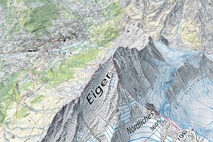 지리 포털의 스크린 캡처로, 1:25,000 지도 3D 렌더링을 보여줌