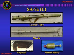 SA-7a 구성 요소. 네모난 그립 스톡으로 가장 잘 구분됩니다.