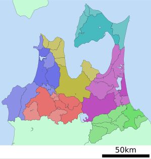 아오모리현 지역 구분도쓰가루 지방（：동청&nbsp;/：중남&nbsp;/：세이호고）남부 지방（：시모키타&nbsp;/：죠호쿠&nbsp;/：산파）