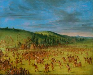 조지 캐틀린(George Catlin)의 초크토의 볼 게임 – 볼 업(Ball-play of the Choctaw – ball up), 1846–1850년경