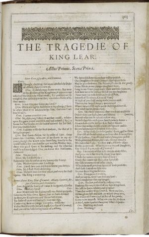 1632년 제2 폴리오의 《리어 왕》 첫 페이지