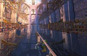 문고리 보관소 장면은 이 영화에서 가장 정교한 세트 중 하나이다.