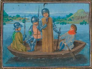 라드콧 다리 전투에서 도망치는 로버트 드 베어 (장 프로이사르의 에서 발췌)