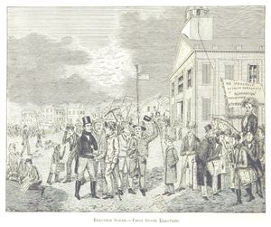 1835년 첫 주 선거에서 주지사 후보로 출마한 스티븐스 T. 메이슨(Stevens T. Mason)