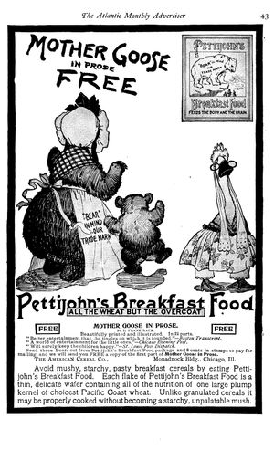 바움-패리시 마더 구스는 시리얼을 홍보하는 데 사용되었습니다 (무료 프리미엄으로 12개 중 1개)