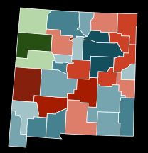 2020년 미국 인구 조사 기준 뉴멕시코주의 인종별 다수 지역