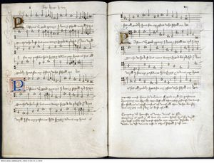 1513년 무렵 헨리 8세가 작곡한 《좋은 동료들과 함께하는 시간》의 악보.