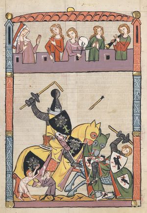 관객과 음악가 앞의 토너먼트 (14세기)