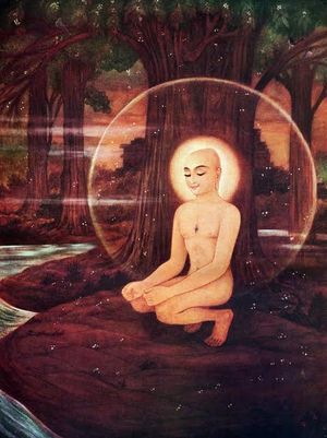 최고 수준의 명상인 슈클라 디야나 상태에서 마하비라가 전지(Omniscience)를 획득하다