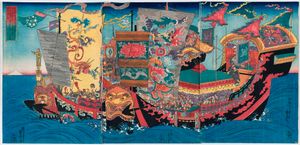 서복의 첫 번째 불사산 탐험. 우타가와 쿠니요시의 작품.