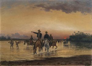 안데스 산맥에 도달하기 위해 동쪽 야노스(평원)를 건너는 산탄데르와 볼리바르.