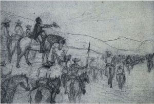 호세 마리아 에스피노사가 1824년경에 그린 보야카 전투에서 볼리바르와 산탄데르를 묘사한 그림.