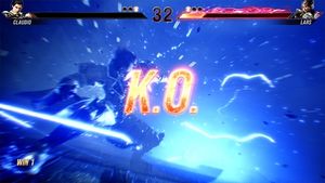 Lars (왼쪽)가 레이지 아트를 사용하여 Claudio를 쓰러뜨리는 모습