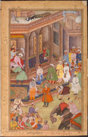 라지푸트(Rajput) 왕들과 회견하는 악바르(Akbar)