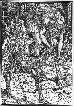 아서 왕이 거인과 싸우는 삽화