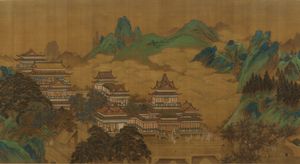 서왕모의 복숭아 축제. 17세기 초 중국 명나라 시대의 익명의 화가가 그린 그림이다.