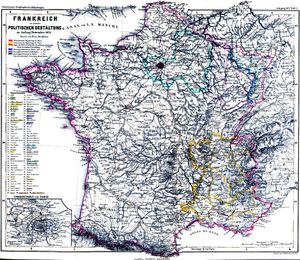 프로이센-프랑스 전쟁 간 프랑스 전역 지도