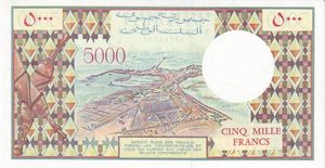 5000 프랑 지폐 뒷면