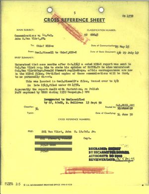 카틴 학살 관련 존 H. 밴 블리트 중령과의 소통 문서