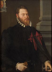 이니고 로페스 데 멘도사 이 수니가의 초상화, 수도회의 수놓은 십자가를 착용하고 있으며, 프란스 포르뷔스 장로가 그렸다.