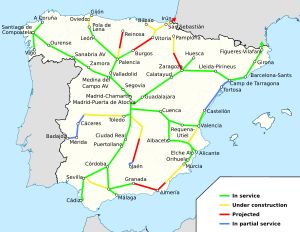 스페인 고속철도망 지도