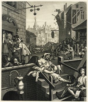 윌리엄 호가스의 알코올 중독자 그림, 1751년