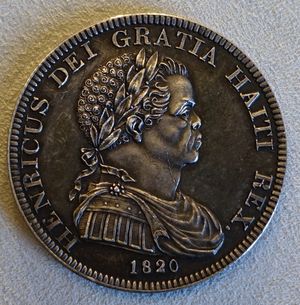 아이티 구르드 1820년경 주조된, 로마의 솔리두스 양식으로 앙리 1세의 초상이 새겨진 동전.