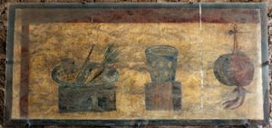 오스티아 안티카의 벽화에 그려진 겨자무로 추정되는 식물