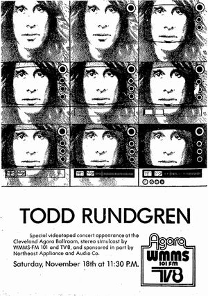 1978년 클리블랜드의 아고라 볼룸에서 열린 룬드그렌의 동시 방송 콘서트 광고