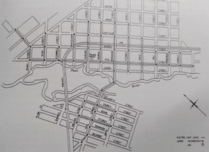 1888년 뉴사우스웨일스주 탬워스의 전기 가로등 설치 지도