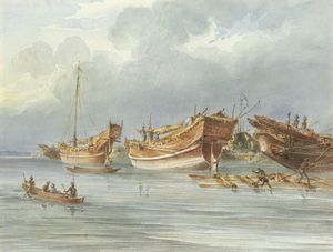 벵골 해안과 아라칸 북동부 벵골 만을 따라 치타공 출신 선박. 치타공 출신 상인들은 아라칸과 영국 버마에서 중요한 역할을 했다.