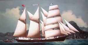 1890년경 홍콩 해안에서 찍은 치타공에서 건조된 배인 바켄틴 리넷호