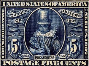 1907년 발행된 우표의 포카혼타스