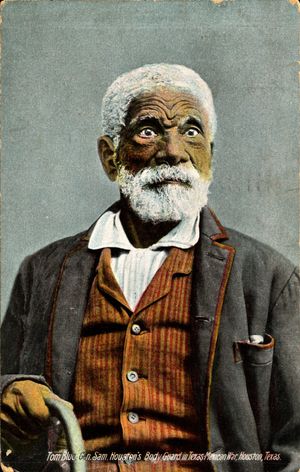 샘 휴스턴(Sam Houston) 장군의 노예였던 톰 블루(Tom Blue)는 도망쳐 멕시코 군대에 합류했다.