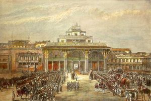 "마이소르 마하라자 궁전, 인도", 일러스트레이티드 런던 뉴스, 1881년 (현대식 수채 채색)