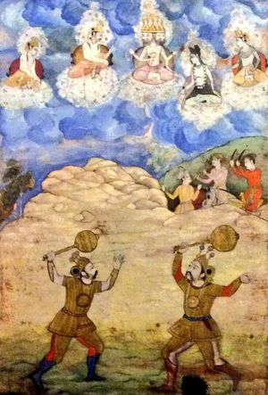 비마가 두료다나와 곤봉 싸움을 벌이는 모습