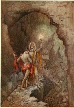 인드라가 환상을 걷어내고 유디슈티라에게 진실을 드러낸다.