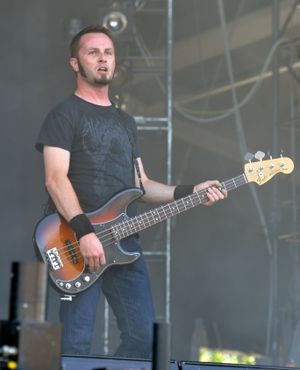 Jean-Michel Labadie onstage, in a black T-shirt