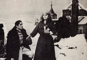 아서 V. 존슨(Arthur V. Johnson)과 플로렌스 로렌스가 출연한 영화 부활(Resurrection) (1909)