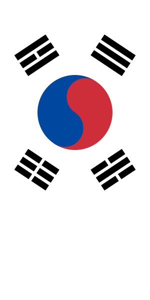 세로로 늘여서 게양한 태극기