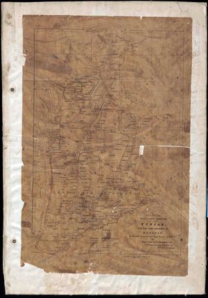 1848~49년 허버트 B. 에드워즈가 측량한 펀자브와 시크 제국의 멀탄 주의 인더스 강 너머 국경 지도