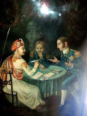 영국 동인도 회사와 바세인 조약에 서명하는 페슈와 바지라오 2세