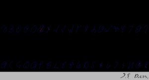 마리온 J. 셸턴이 작성한 문서를 기반으로 한 초기 데저렛 문자의 인쇄체 및 필기체 비교