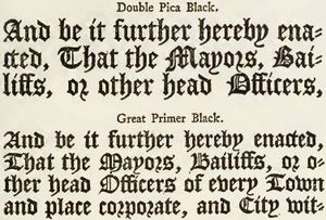 18세기 영어 블랙레터 활자에서 사용된 'r rotunda'의 예