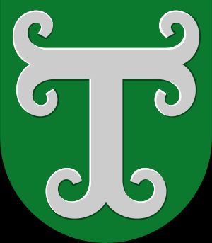 옛 테이스코 지방 자치구(현재는 탐페레에 통합됨) 문장에 그려진 휘어진 T