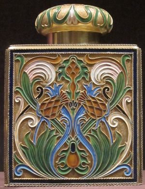티 캐디, 은 도금, 불투명 입체 클로이조네 에나멜, 파베르제(Fabergé), 러시아, 1896년 이전