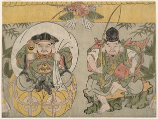 18세기 《우키요에》에 묘사된 대흑천(왼쪽)과 에비스(오른쪽)