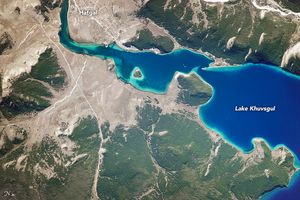 2017년 ISS에서 본 호수의 남쪽 끝