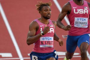 2022년 오레곤주 유진에서 열린 세계 육상 선수권 대회에서의 라일스