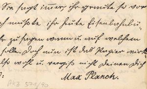 막스 플랑크의 10살 때 서명